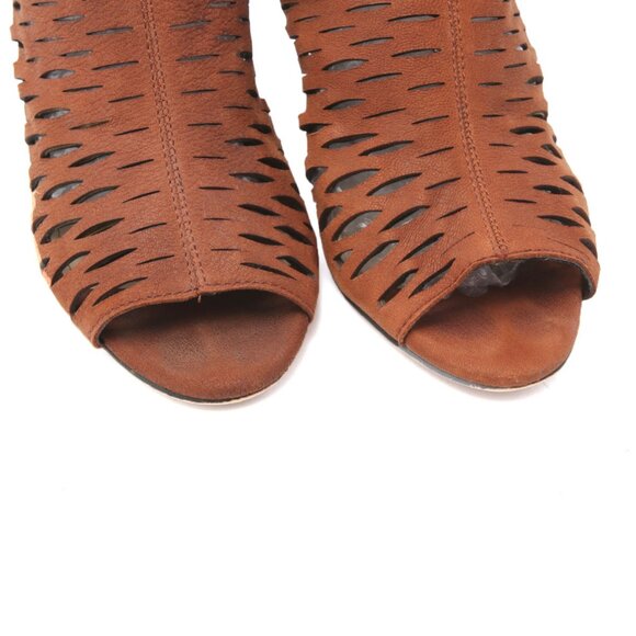 Vince Camuto Estell Leather Caged Sandal Open Toe Shootie Cut Out Brown Cone - Picture 4 of 13